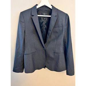 J Crew Super 120s Wool Grey Pinstiped Blazer Size 12